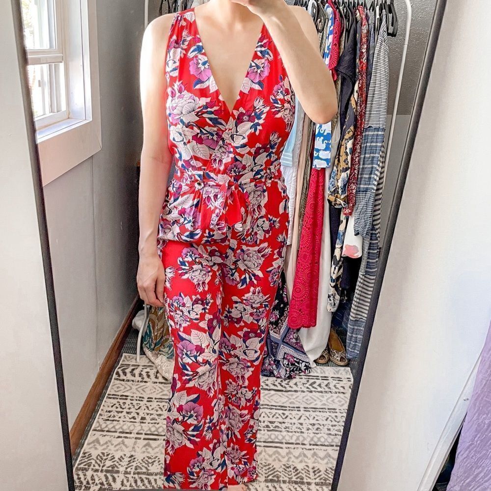 Yumi Kim Silk Flower District Jumpsuit Red S